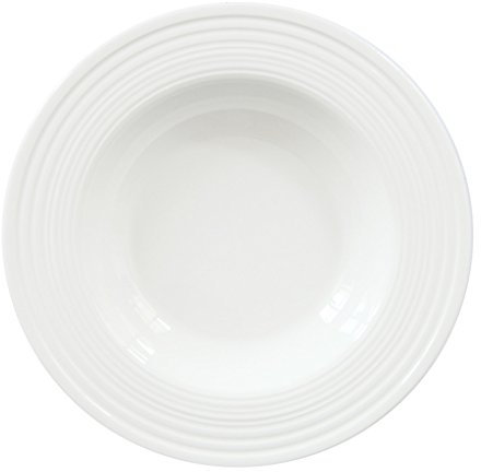 GUHPZA Plato Hondo Redondo con Rosca, Vajilla Creativa De Hotel, Plato Occidental - Juego De 4 Piezas De Porcelana China,White-8