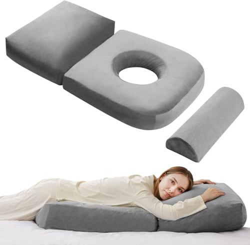 Coolfish Schwangerschaftskissen & Schlafkissen 3-in-1 mit Beinkissen | Vollkörper-Seitenschläferkissen Anthrazit Grau | Hebammen-empfohlen für Rückenschmerzen & Seitenlage | One Size