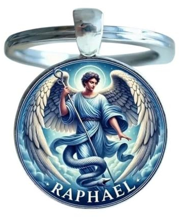 Schlüsselanhänger, Taschenschmuck Cabochon Erzengel Raphael Beschützer