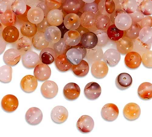 Pärlor för armband, 100 stycken, 8 mm, regnbåge, agat, pärlor, runda naturstenspärlor med hål, färgglada ädelstenar för trädning för gör-det-själv-smycken, armband och halsband, pyssel (röda blommor)