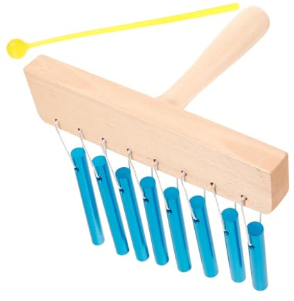 CONGARTENO Instrumento de Percusión de 8 Tonos con Mazo, Campanas de Viento de Mesa en Acero Inoxidable y Madera, Resistente al Óxido para Uso en Jardín y Hogar