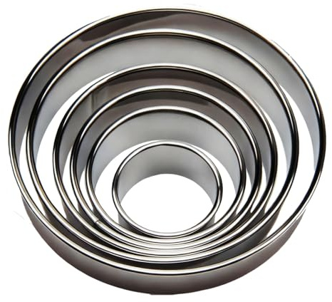 6pcs Round Pastry Cookie Cutter Set, Stainless Steel Circle Cookie Donut Pastry Scones Cutters Large and Small Mini Circle Biscuits Cutters for Baking Biscuits Cakes