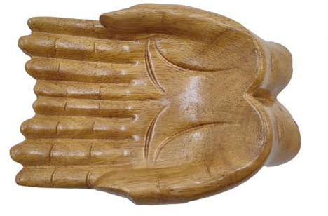 Genérico Cuenco de madera con forma de mano - Cuenco de | Manos De Buda Talladas Decorativo Soporte De, Bandeja De Para Piedras Manos De Escultura Placa De Madera Para Me