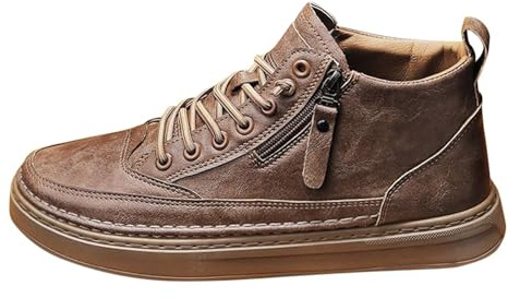 Fritidsskor för män av läder – herrsneakers svarta 44 inomhusskor högtopp sneakers halkfria hallsneakers casual utomhusskor fritid andningsbara promenadskor mode sportskor, kaki, 44 EU