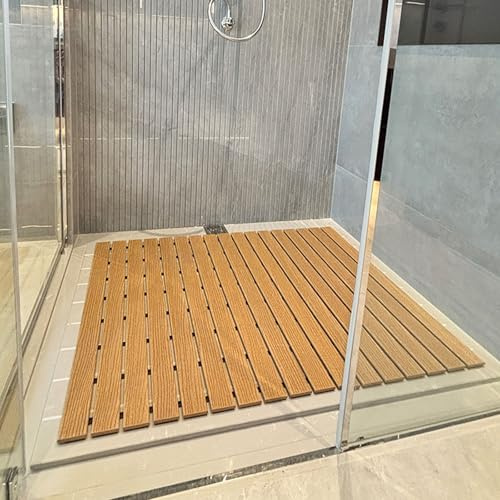 Faltbare Duschmatte aus Holz - rutschfeste Holzbodenmatte für Badezimmer, Badewanne, Spa, Sauna, Pool - Indoor Outdoor