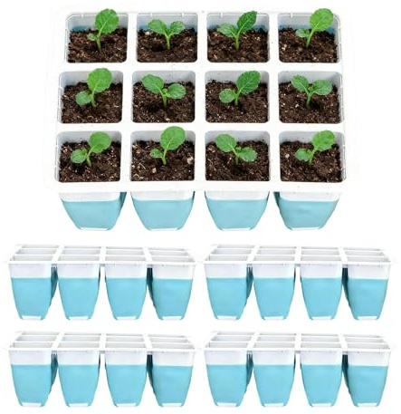 Genérico Bandejas Semilleros, 5Pcs 60 Agujeros Bandejas de iniciación de plántulas de Silicona, Mini Bandejass de Germinación para El Cultivo de Semillas