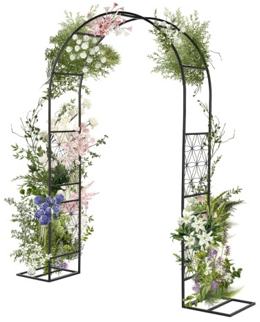 Bonnlo Arche de Jardin pour Rosier Treillis, Arche en Fer pour Plantes Grimpantes et Rosiers, Tonelle Jardin pour Mariages, Fêtes et Décorations Extérieures 230 x 220 x40cm,Style Boho