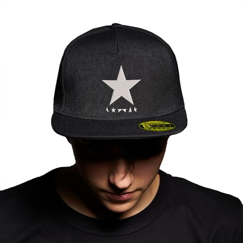 Retro Black Star Rock Star Cappello Piatto con Visiera Aggiustabile Snapback Unisex Originale Ricamato