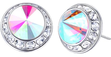 Roheafer Boucles d’Oreilles Strass Argent Sterling 925 Oreille(D Blue)