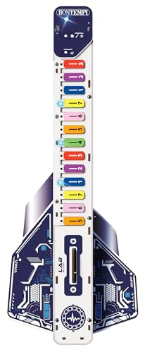 BONTEMPI - Kit di Montaggio Chitarra Elettronica con Componenti in Legno, Unità di Controllo Elettronica, Altoparlanti, 20 Brani Pre-Registrati, 5 Suoni, Volume Regolabile 165x415x50 mm