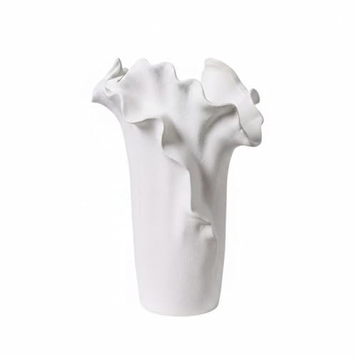rockible Vaso Decorativo in Ceramica Silhouette Increspata Artistica Rilassante Vaso per Fiori Brocca d'Arredo Anfora Contemporanea Ceramica Smaltata Che, Beige, Grande