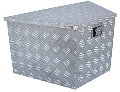 VINTEC 73514 Alu Deichselbox VT 120 (Universell einsetzbar, Handverlötet, selbständiges Öffnen und Offenhalten des Deckels, aus massivem Vollmetall (Alu 1,7 mm)), Silber