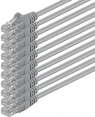1aTTack.de 7,5m - grau - 10 Stück - (PACK) - CAT.6 CAT6 Ethernet-Lan-Netzwerk-Kabel 1000 Mbit/s Patchkabel