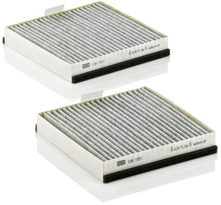 MANN-FILTER CUK 1931-2 Innenraumfilter/Kabinenluftfilter - Pollenfilter mit Aktivkohle - (2er Set) für Pkw + Transporter