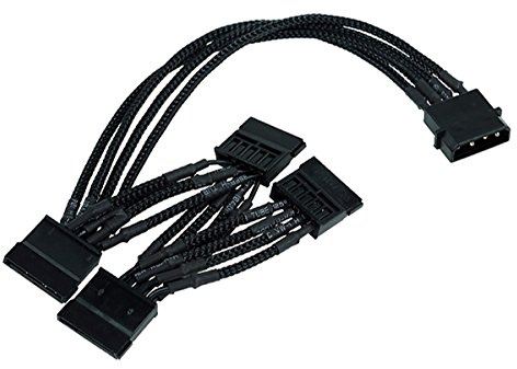 Phobya Multi SATA Strom Anschlusskabel (4X) - einzeln gesleevt - Schwarz Kabel SATA Kabel
