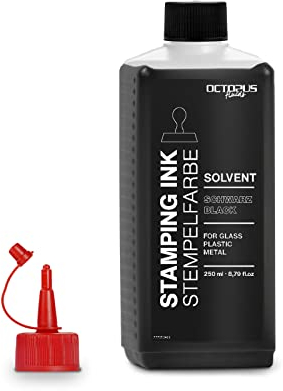 250 ml Solvent Stempelfarbe schwarz, auf Lösemittelbasis für nichtsaugende und nichtporöse Untergründe, lasierend