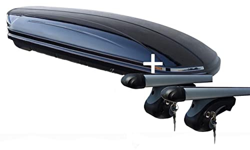 Dachbox 460 Liter Relingträger Alu kompatibel mit Audi A6 Avant 94-04 abschließbar
