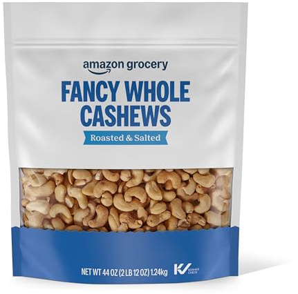 Amazon Grocery, Fancy Whole Cashews, Roasted & Sea Salted, 44 Oz (Previously Happy Belly, Packaging May Vary)
