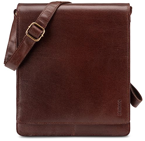 LEABAGS London Umhängetasche Herren Leder – Herrentasche zum Umhängen Echtes Leder 32x26x8 cm Kleine Schultertasche Vintage