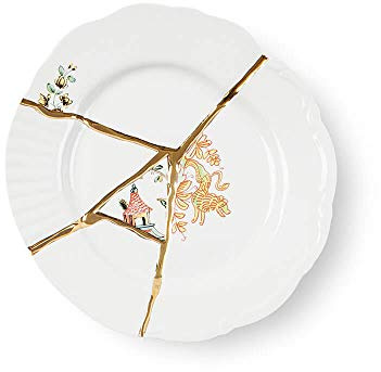 Seletti Kintsugi Piatto frutta in porcellana e oro 24 carati mod. 2 | Piatto da Dessert Kintsugi Seletti in Porcellana e Oro – Design MarcantonioIl Piatto da Dessert Kintsugi di Seletti, firmato