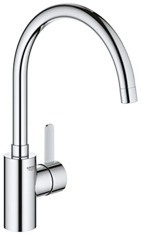 GROHE Eurosmart Cosmopolitan, Küchenarmatur (Wasserhahn für die Küche, 150° Schwenkbereich, wassersparend dank variabler Mengenbegrenzung, einfache Spülbecken-Montage), chrom, 32843002