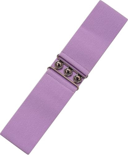 Ro Rox Damen Breiter Elastischer Taillengürtel im Retro Vintage Stil – Stretchgürtel für Kleider, 50er Jahre – Silberne oder Goldene Schnalle