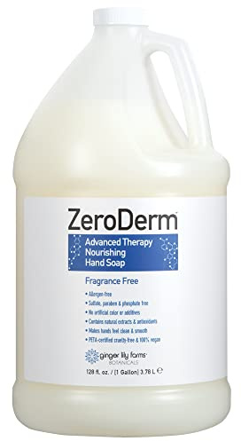Ginger Lily Farms Botanicals ZeroDerm Advanced Therapy Nourishing Liquid Hand Soap Refill 100% Vegan Cruelty-Free Fragrance-Free, Unscented, 128 Fl Oz