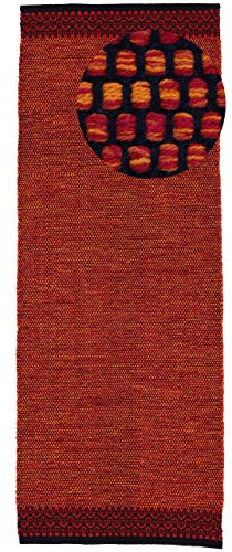 carpetfine Baumwollteppich Kelim Mia Läufer Rot 60x180 cm | Moderner Teppich für Wohn- und Schlafzimmer