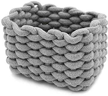 Icegrey Aufbewahrungskorb Baumwolle Strickkorb Dekorative NatüRliche Rechteck Wasserdichter Aufbewahrungsboxen Organisatoren für Babyzimmer, Schlafzimmer, Wohnzimmer Grau Small