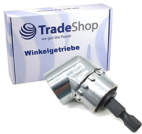 Trade-Shop Winkelgetriebe/Winkelschrauber/Winkelaufsatz Bit 105° Sechskantaufnahme 6,35mm HEX 1/4 Schaft für viele Akkuschrauber mit Bit Aufnahme