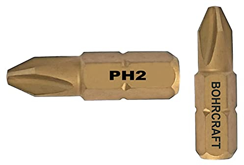 2 St. PH 2 Bit TIN Kreutzschlitzbit Trockenbau Gipskarton für Schnellbauschrauben