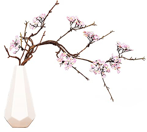 LEMCC Ramo di fiori di ciliegio artificiali alti 87 cm, fiori di ciliegio finti rosa con lunghi steli per giardino, casa, matrimonio, festa, decorazione, vaso non incluso