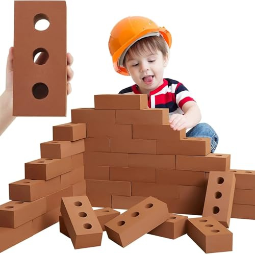 Foam Bricks & Blocks for Kids - 100pc Large & Life Size Role Play Toy Building & Construction Blocks for Toddlers & Children - Indoor & Outdoor Soft Play - Early Years Resources