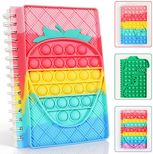 ZHIHUI Pop It Notebook, Fidget Toy Spielzeug Silikon Push Bubbles Notebook Sensory Squeeze, A5 Spirale Notizblock, Portable Pop Fidget Toy It Notizheft Relieve Stress für Schule Office