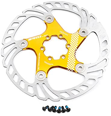 Fahrrad Schwimmscheibe Bremsscheibe 140mm 160mm 180mm 203mm Edelstahl Bremsscheibe Wärmeableitung 6 Schrauben Rotor for Rennrad MTB BMX Fahrrad (Color : Gold, Size : 160mm)