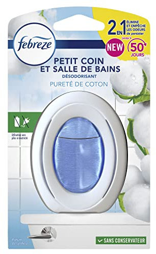 Febreze Petit Coin et bad, kontinuierlicher Lufterfrischer zur Beseitigung und Vorbeugung von Gerüchen, Baumwollreinheit, 7,5 ml