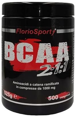 BCAA 2 1 1 AMINOACIDI RAMIFICATI 500 Compresse Tavolette da 1000 mg con Vitamina B1 e B6. Energia e Recupero. Leucina, Isoleucina e Valina
