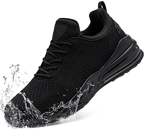 LARNMERN Wasserdicht Schuhe Laufschuhe Herren Sportschuhe Kochschuhe rutschfeste Turnschuhe Fashion Outdoor Casual Schuhe Fitness(Schwarz,45)
