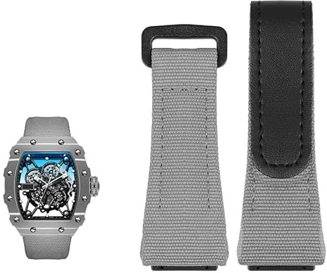 FFHAO Echtes Lederarmband, geeignet für Richard Mille Nylonband, Herren RM50/53 Schraubendreher, Vier-Sterne- oder Fünf-Sterne-Schraubenkopf, 25 mm