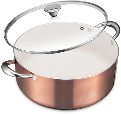 BEZIA 8 Quart Antihaft-Kochtopf mit Deckel, Induktions-Suppentopf für alle Herdplatten, ofenfest