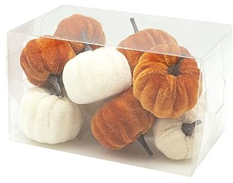 Heaven Sends Set of 12 Cream and Orange Velvet Pumpkin Halloween Decorations