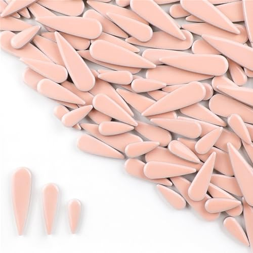 Azulejos de mosaico de cerámica de 500 g para manualidades, piezas de mosaico de cerámica en forma de lágrima para marcos de fotos, tazas, macetas, peceras, jarrones, hacer piedras escalonadas (rosa)