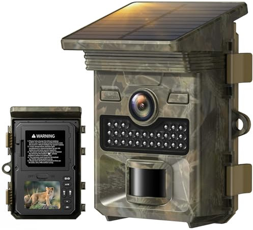 VOOPEAK Camera de Chasse Solaire 4K 48MP, Caméra de Chasse Nocturne Rechargeable, Camera Chasse Infrarouge Grand Angle 120° Vitesse de Dclenchement 0,1s Étanche IP66 Piege Photographique