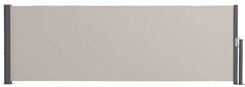 Outsunny Seitenmarkise ausziehbar Blickdicht Sichtschutz mit Wandhalterung Stahl-Kasten Wasserdicht Seitenwandmarkise Windschutz Sonnenschutz 300 x 100cm für Balkon Terrasse Garten Grau