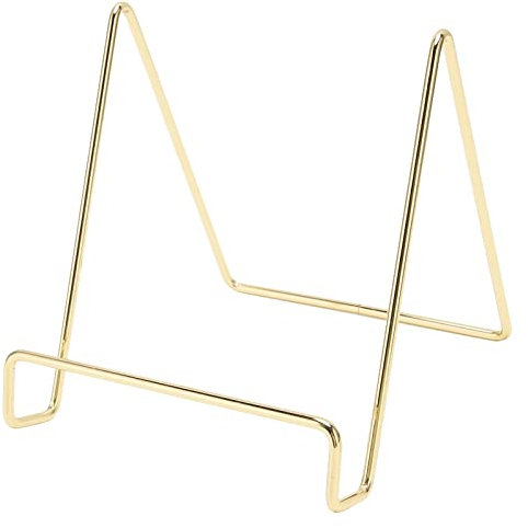 POTRUWE 2 Stück Tellerständer Zum Ausstellen, Metalltellerständer, Tellerhalter, Bilderständer, Tellerhalter, Staffelei, Ausstellungsständer für Bücher, Teller, Plaketten, (Gold)
