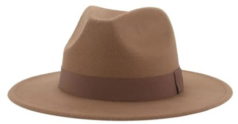SOYNIA Fedora Trilby Filzhut Hut Fedora-Hut Für Damen Bandband Herrenhut Breite Krempe Klassische Hochzeit Kirche Bowler-Kappe 52–54 cm (Kinder) Khaki