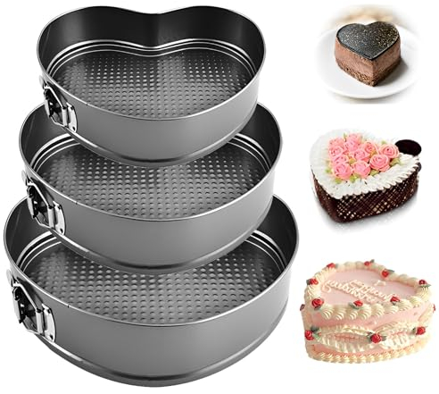 Tortiera Rimovibile,Stampo Heart Apribile Con Cerniera a Forma Di Cuore,Con Rivestimento Antiaderente Torte in Acciaio Al Carbonio, In Acciaio Al Carbonio Cake Pan per Pane E Formaggio(20/22/24 Cm)