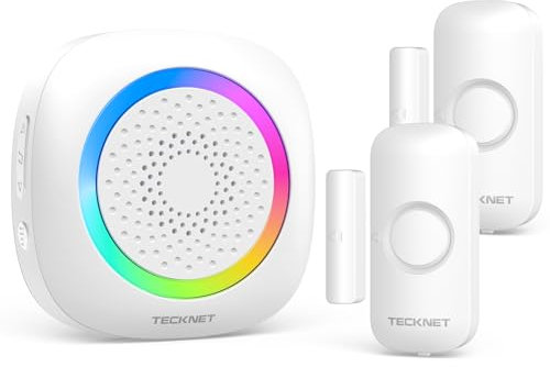 TECKNET Wireless Door and Window Open Sensor Alarm Chime, 1000Ft Operating Range 61 Chimes Adjustable Volume with Mute Mode LED Indicators Door Open Alert, Door Alarm Sensor for Home Store Office