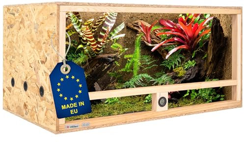 ITA Holz Terrarium 100x60x50 cm mit Seitenbelüftung & Integriertem Hygrometer - Holzterrarium aus OSB-3 Platten - Terrarien für Reptilien, Schlangen, Amphibien - EU Produkt, FSC Zertifiziert
