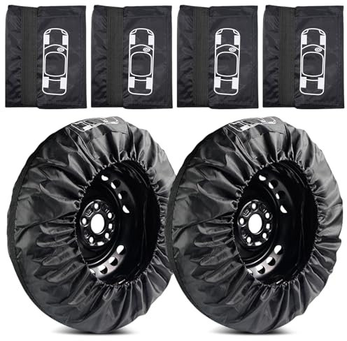 Set di 4 sacchetti per pneumatici, impermeabili, antipolvere, per pneumatici fino a 19-23 pollici, custodia protettiva per pneumatici (nero)